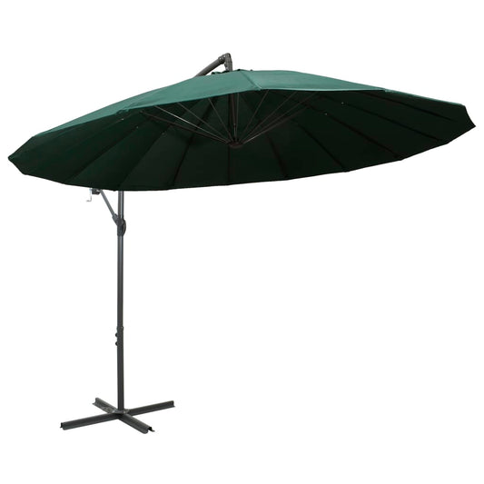 vidaXL Hanging Garden Parasol Green 3 m Aluminium Pole
