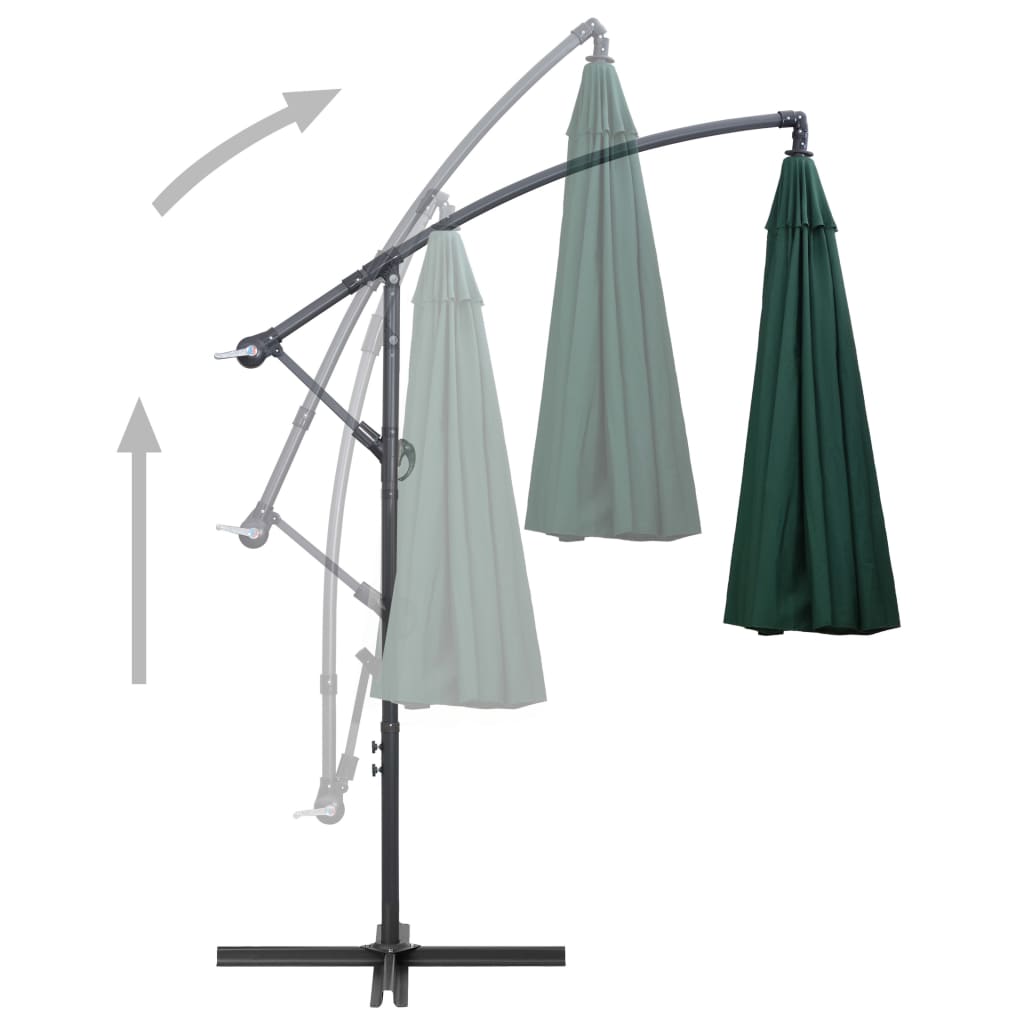 vidaXL Hanging Garden Parasol Green 3 m Aluminium Pole