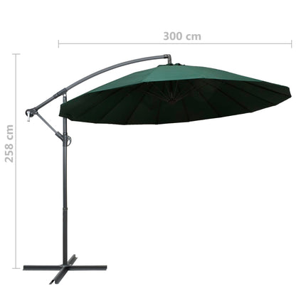 vidaXL Hanging Garden Parasol Green 3 m Aluminium Pole