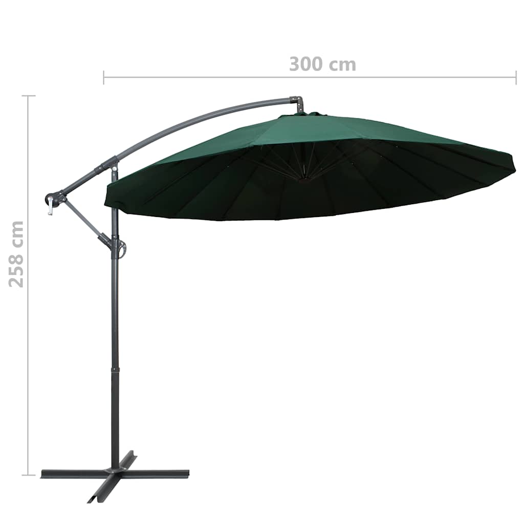 47221 vidaXL Hanging Parasol Green 3 m Aluminium Pole