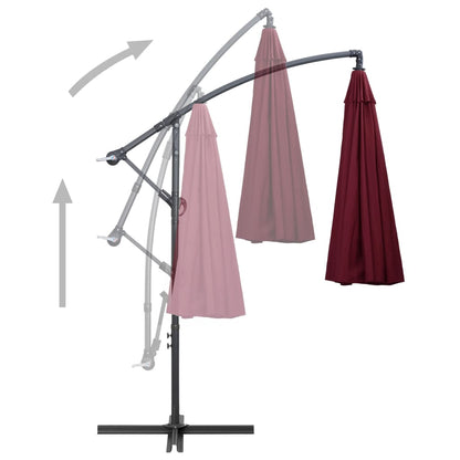 47224 vidaXL Hanging Parasol Burgundy 3 m Aluminium Pole