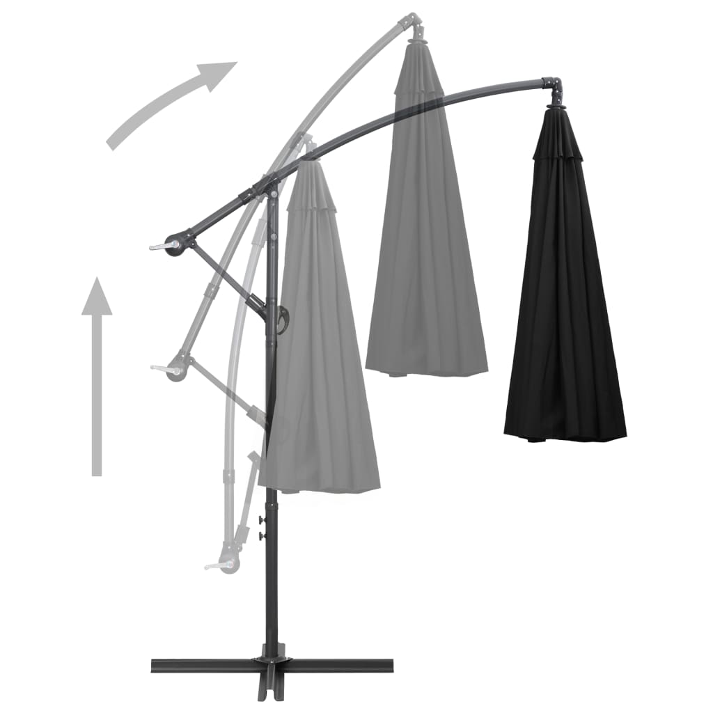 vidaXL Hanging Garden Parasol Black 3 m Aluminium Pole
