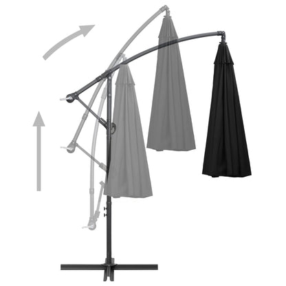 vidaXL Hanging Garden Parasol Black 3 m Aluminium Pole