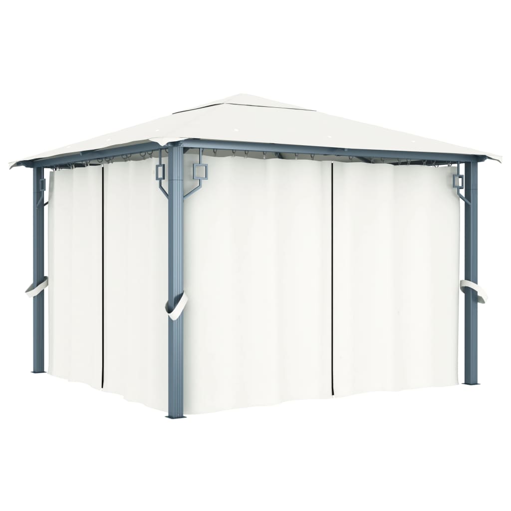 48042 vidaXL Gazebo with Curtain 300x300 cm Cream Aluminium