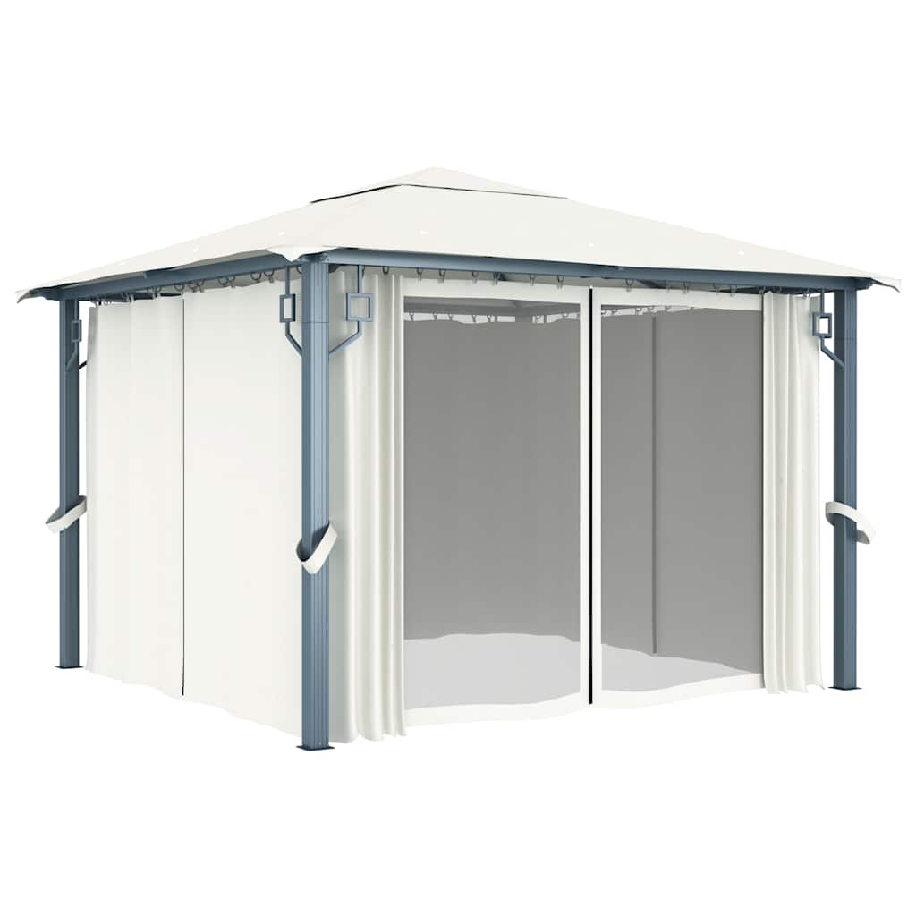 48042 vidaXL Gazebo with Curtain 300x300 cm Cream Aluminium