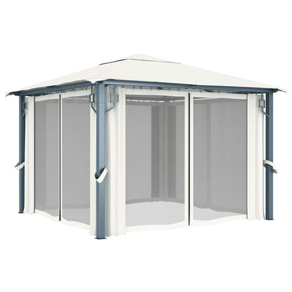 48042 vidaXL Gazebo with Curtain 300x300 cm Cream Aluminium