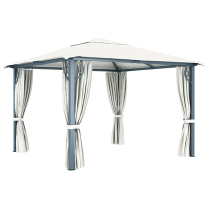48042 vidaXL Gazebo with Curtain 300x300 cm Cream Aluminium