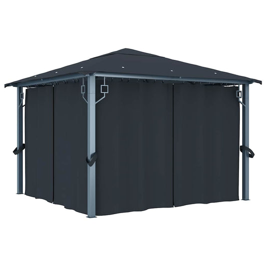 48043 vidaXL Gazebo with Curtain 300x300 cm Anthracite Aluminium