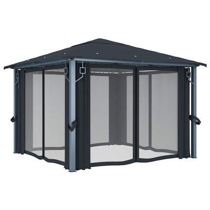 48043 vidaXL Gazebo with Curtain 300x300 cm Anthracite Aluminium