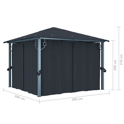 48043 vidaXL Gazebo with Curtain 300x300 cm Anthracite Aluminium