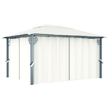 48044 vidaXL Gazebo with Curtain 400 x 300 cm Cream Aluminium
