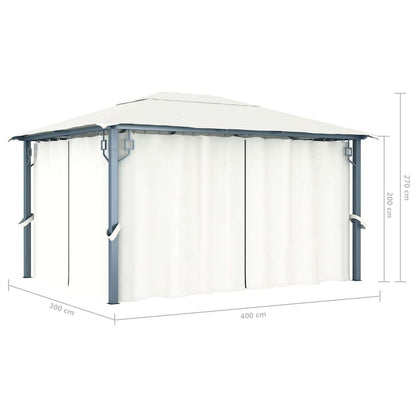 48044 vidaXL Gazebo with Curtain 400 x 300 cm Cream Aluminium
