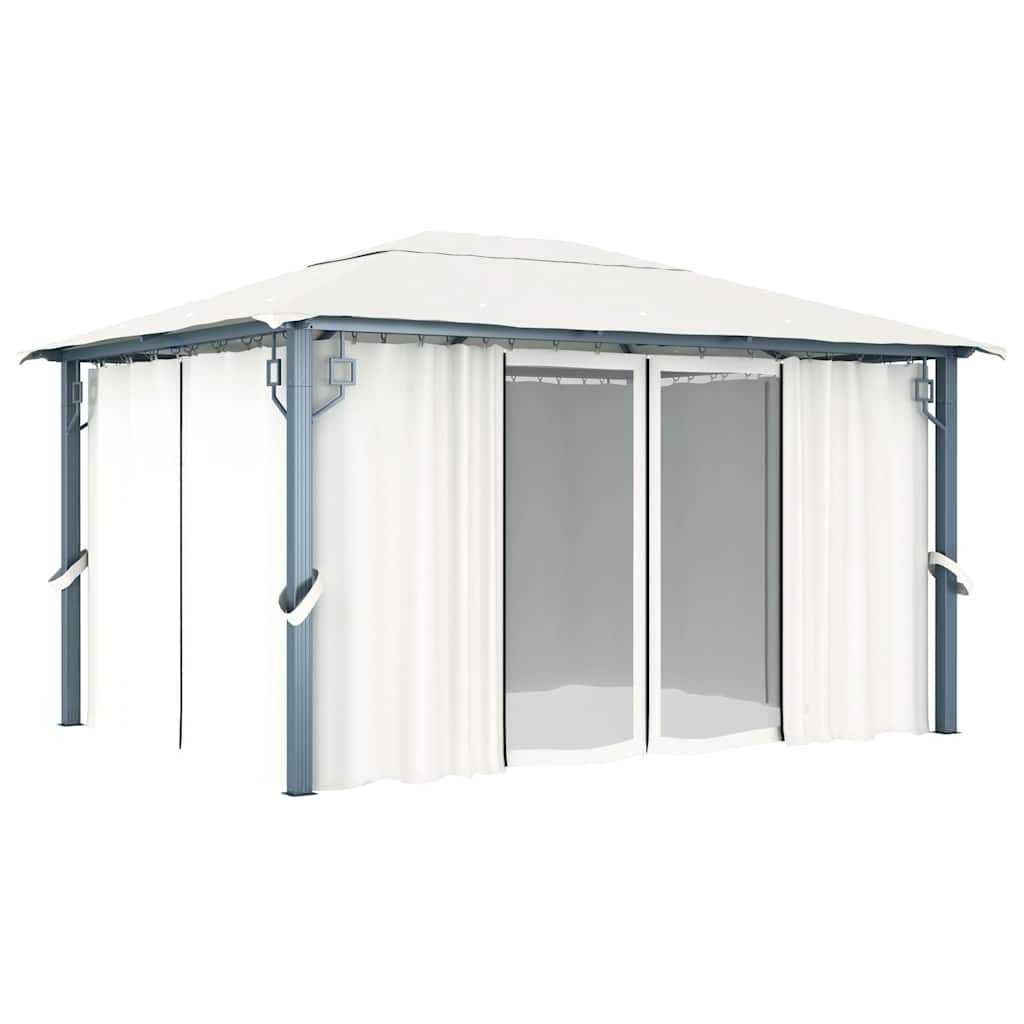 48044 vidaXL Gazebo with Curtain 400 x 300 cm Cream Aluminium