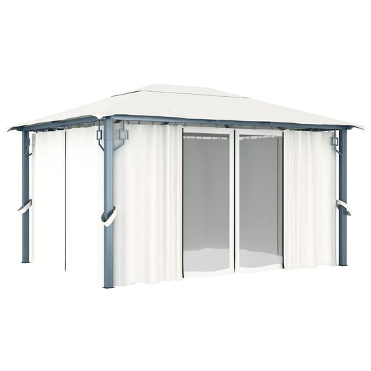48044 vidaXL Gazebo with Curtain 400 x 300 cm Cream Aluminium
