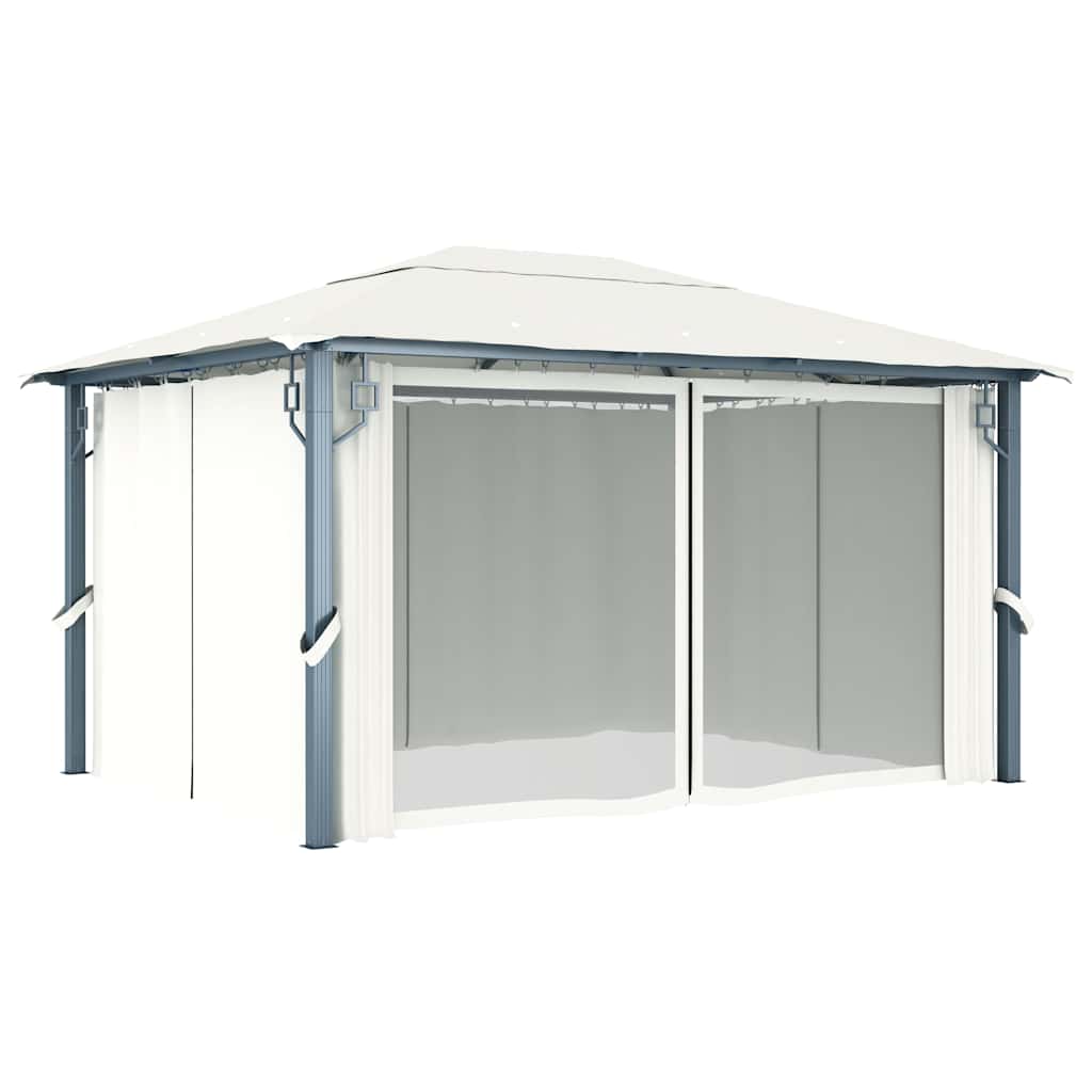 48044 vidaXL Gazebo with Curtain 400 x 300 cm Cream Aluminium