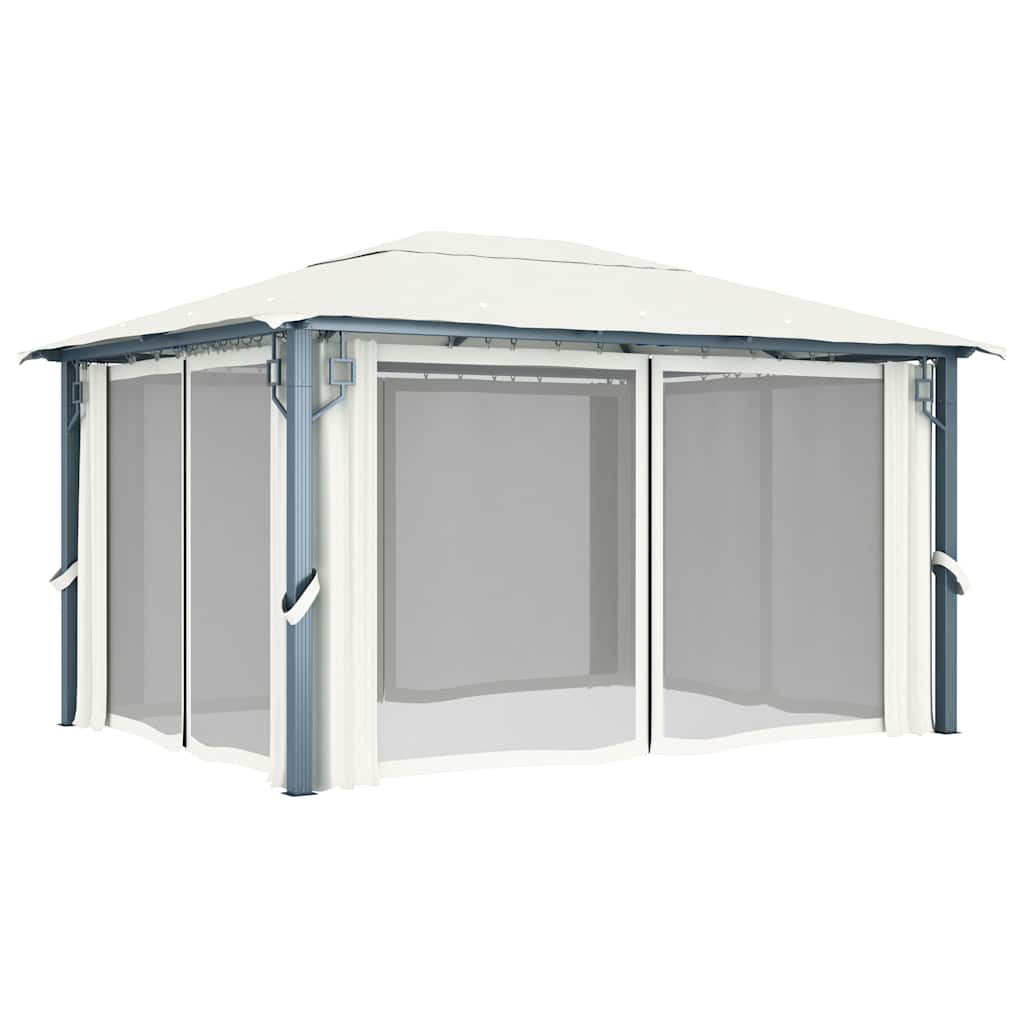 48044 vidaXL Gazebo with Curtain 400 x 300 cm Cream Aluminium