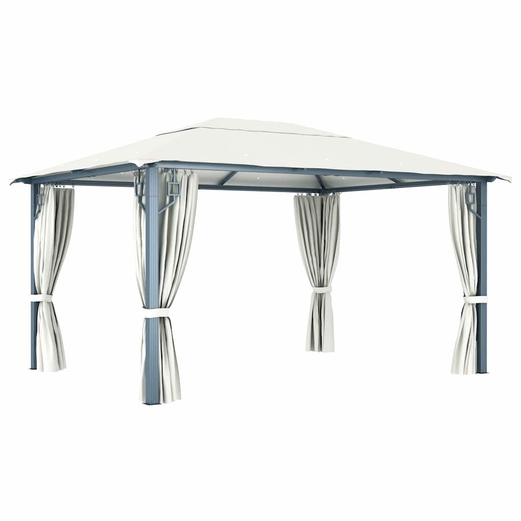 48044 vidaXL Gazebo with Curtain 400 x 300 cm Cream Aluminium