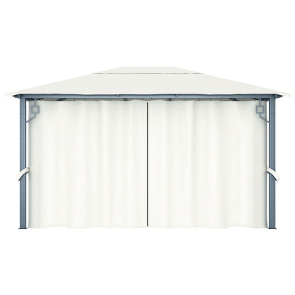 vidaXL Gazebo with Curtain 400 x 300 cm Cream Aluminium