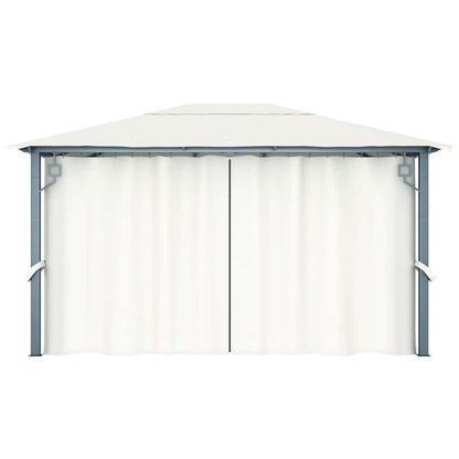48044 vidaXL Gazebo with Curtain 400 x 300 cm Cream Aluminium