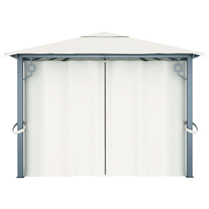vidaXL Gazebo with Curtain 400 x 300 cm Cream Aluminium