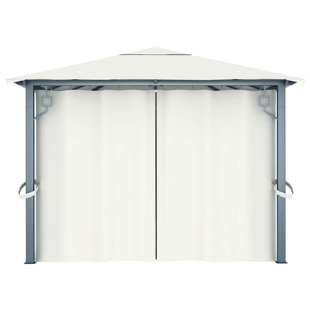 48044 vidaXL Gazebo with Curtain 400 x 300 cm Cream Aluminium