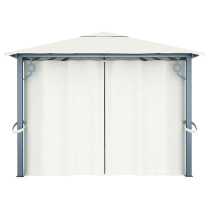 48044 vidaXL Gazebo with Curtain 400 x 300 cm Cream Aluminium