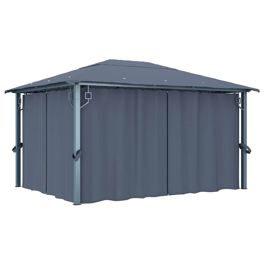 48045 vidaXL Gazebo with Curtain 400 x 300 cm Anthracite Aluminium