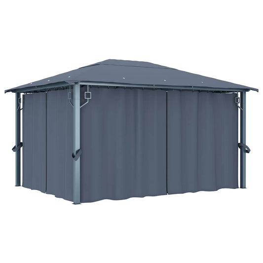 48045 vidaXL Gazebo with Curtain 400 x 300 cm Anthracite Aluminium