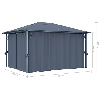 48045 vidaXL Gazebo with Curtain 400 x 300 cm Anthracite Aluminium
