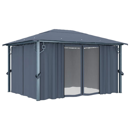 48045 vidaXL Gazebo with Curtain 400 x 300 cm Anthracite Aluminium