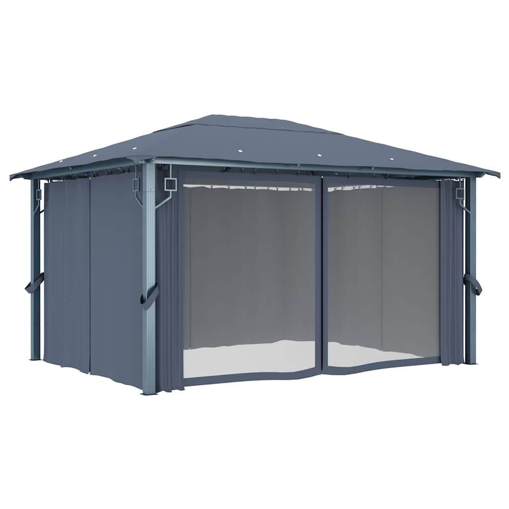 48045 vidaXL Gazebo with Curtain 400 x 300 cm Anthracite Aluminium