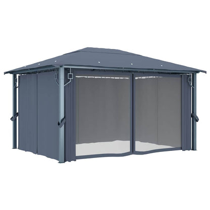 48045 vidaXL Gazebo with Curtain 400 x 300 cm Anthracite Aluminium
