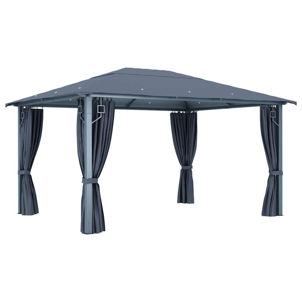 48045 vidaXL Gazebo with Curtain 400 x 300 cm Anthracite Aluminium
