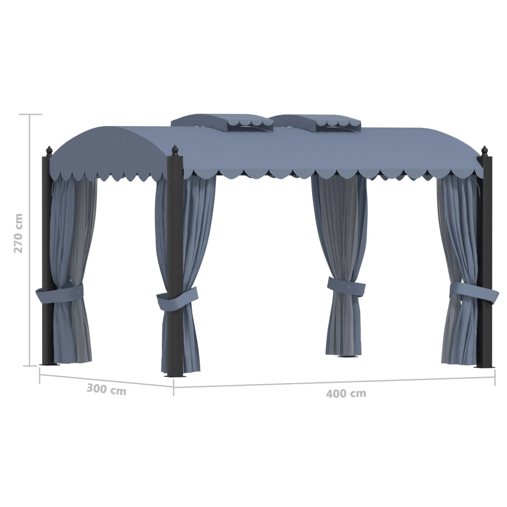 vidaXL Gazebo with Curtains 3x4 m Anthracite Steel