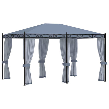 48057 vidaXL Gazebo with Mesh Screens 3x4 m Anthracite Steel