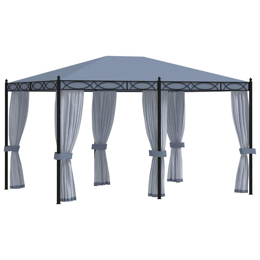 48057 vidaXL Gazebo with Mesh Screens 3x4 m Anthracite Steel