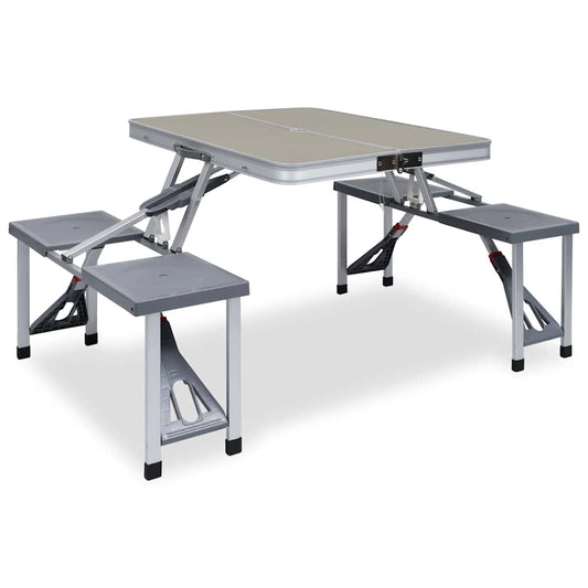 47686 vidaXL Folding Camping Table with 4 Seats Steel Aluminium
