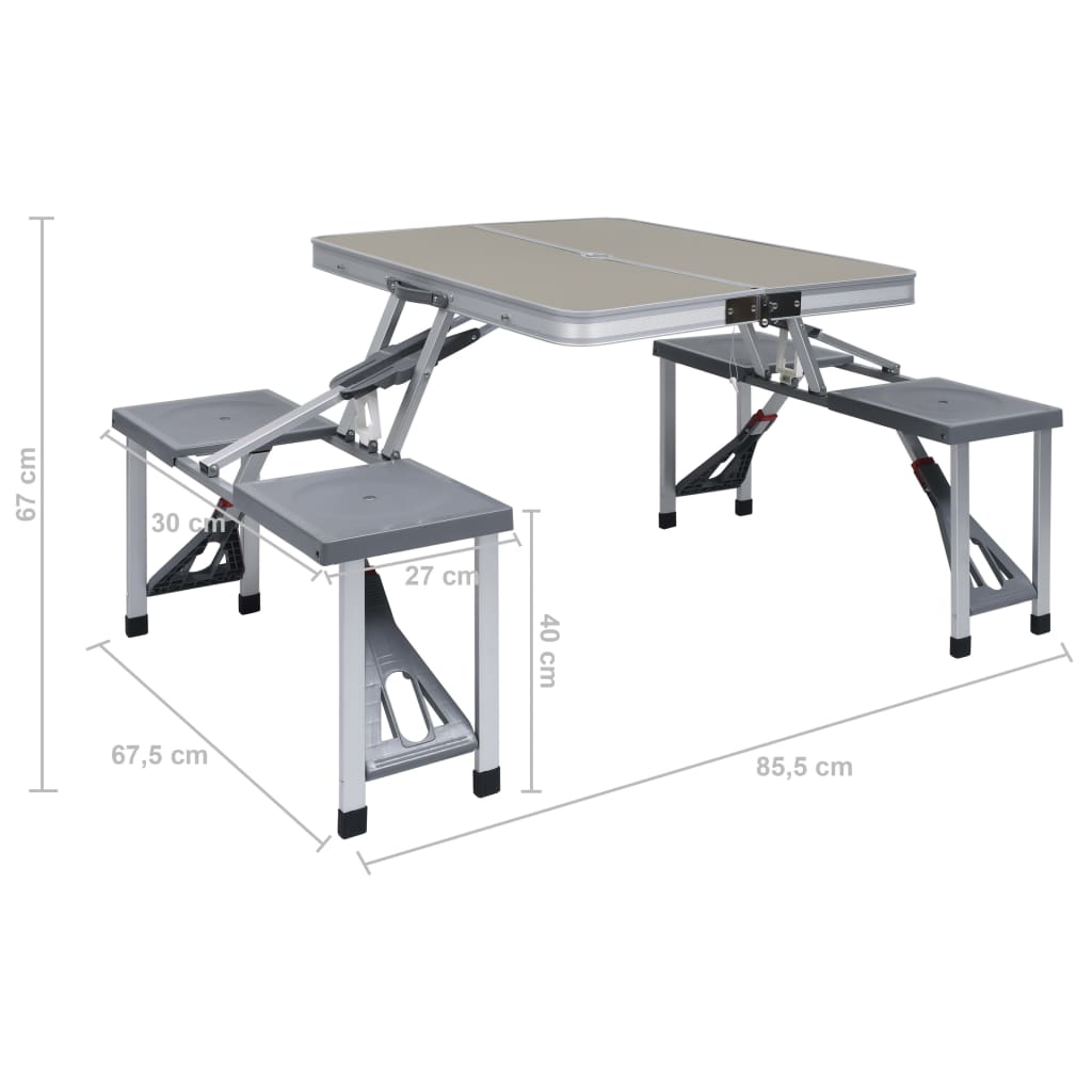 vidaXL Folding Camping Table with 4 Seats Steel Aluminium