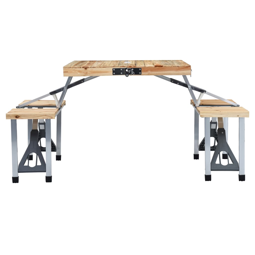 vidaXL Folding Camping Table with 4 Seats Steel Aluminium