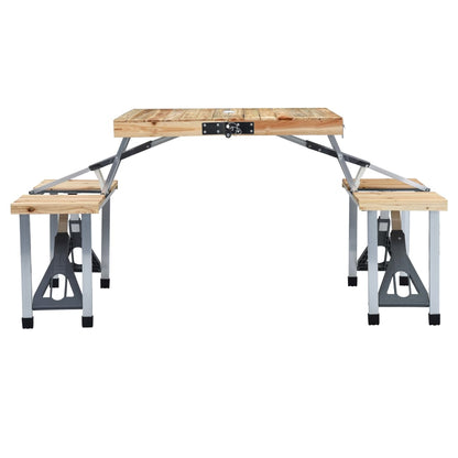 vidaXL Folding Camping Table with 4 Seats Steel Aluminium