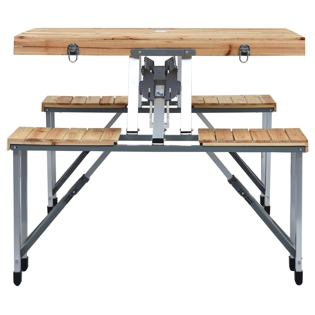vidaXL Folding Camping Table with 4 Seats Steel Aluminium