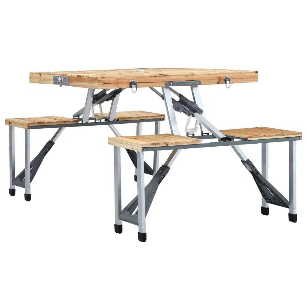 vidaXL Folding Camping Table with 4 Seats Steel Aluminium