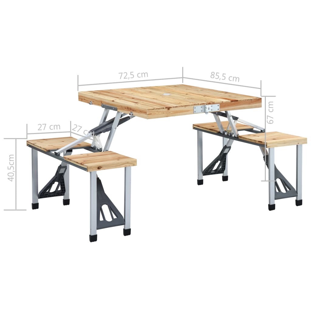 vidaXL Folding Camping Table with 4 Seats Steel Aluminium
