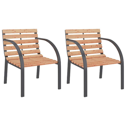 vidaXL Garden Chair | Set of 2 | Brown | Wood seat and backrest, steel frame