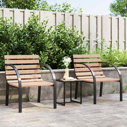 vidaXL Garden Chair | Set of 2 | Brown | Wood seat and backrest, steel frame
