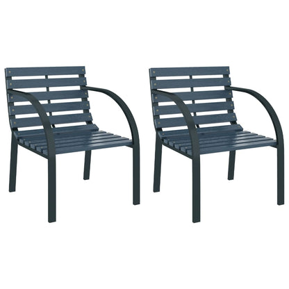 vidaXL Garden Chair | Set of 2 | Grey | Wood and Steel | Medium | Durable