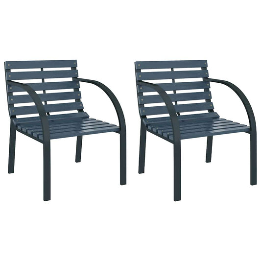 47938 vidaXL Garden Chairs 2 pcs Grey Wood