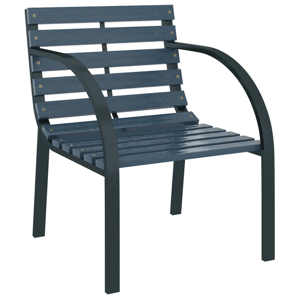 vidaXL Garden Chair | Set of 2 | Grey | Wood and Steel | Medium | Durable