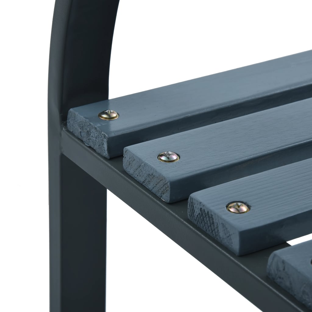 vidaXL Garden Chair | Set of 2 | Grey | Wood and Steel | Medium | Durable