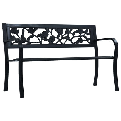 vidaXL Garden Bench | Black | Steel | 125 cm |  Durable | Garden Bench